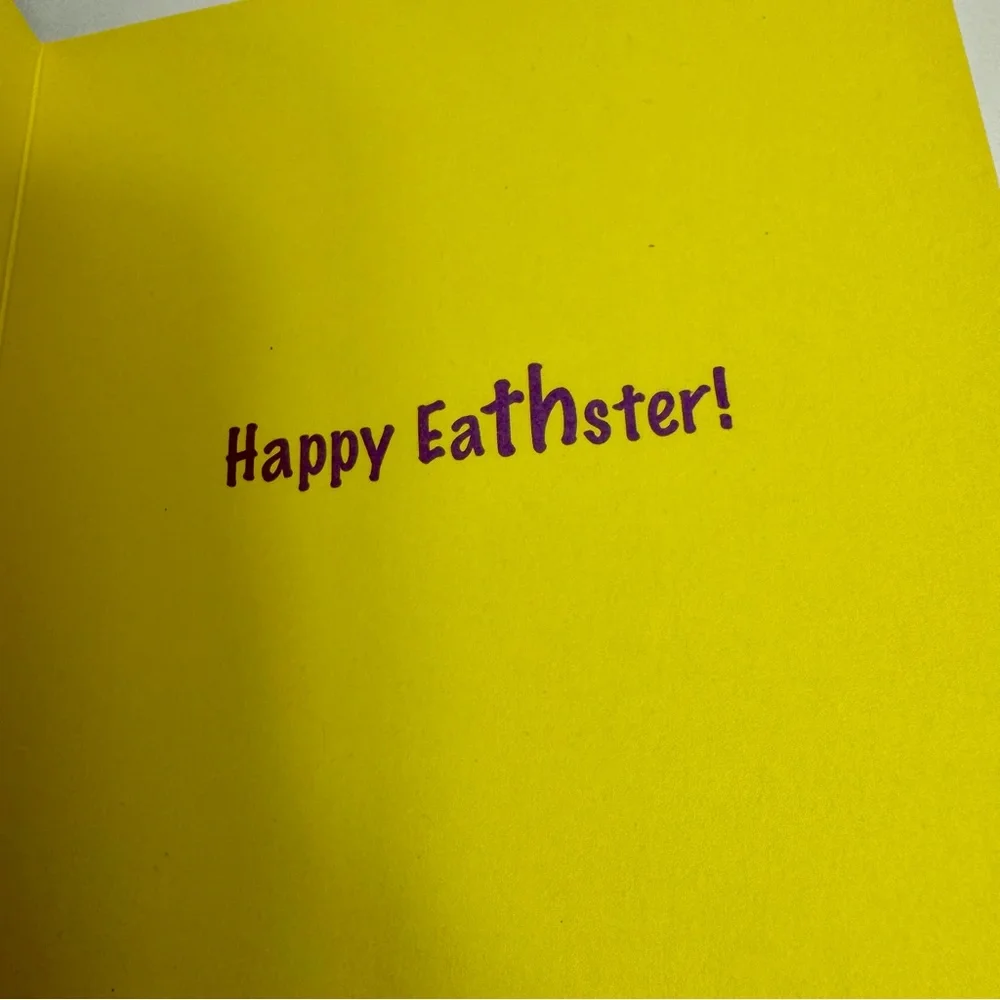 4 Avanti Greeting cards -bunny in braces with colorful jellybeans. Easter card
